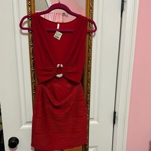 Elegant Red Dress with Rhinestone Detail